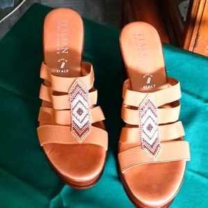 Italian Shoemaker Wedged Heel Brown